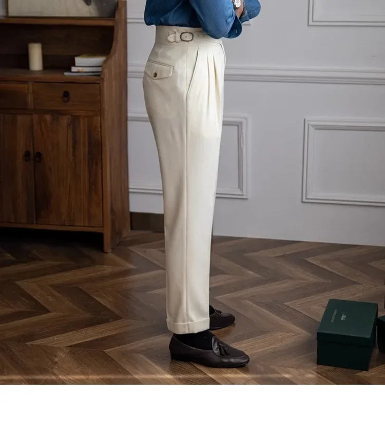 2023 Autumn/winter New Italian Style High-waisted Straight-leg Long Pants Casual Versatile Trousers For British Men