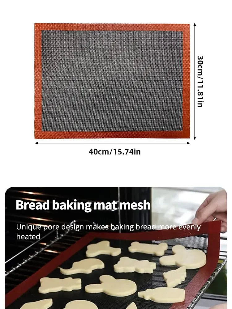Silicone Grill Mat 30X40cm Baking Tray Breathable BBQ Cookie Bread Mat Oven Microwave High Temperature Baking Kitchen Tools