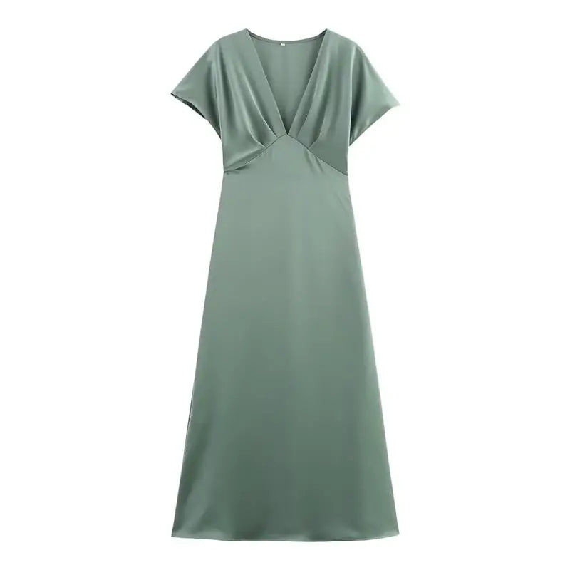 Women's 2025 New Dresses Summer Elegant Fashion Slim V-neck Street Holiday Long Dress Young Women Chic Comfortable Dress