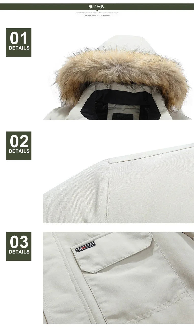 New Men Parkas Coat Windbreaker Big Pockets Wholesale Winter Parkas Men Thicken Coat Fur Hooded Jacket Overcoat Keep Warm Male