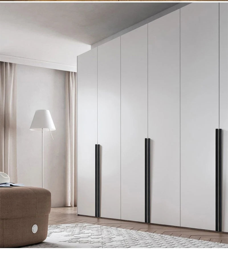 JUIDINTO 1pc Aluminium Cabinet Handle Pulls Black Handle 96-320mm Kitchen Drawer Handle for Furniture Wardrobe Closet