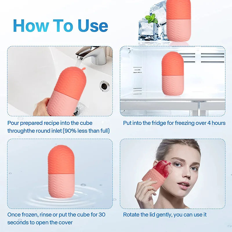 Skin Care Beauty Silicone Ice Facial Roller Lifting Contouring Tools Ice Cube Trays Ice Globe Balls Face Massager Skin Care Tool