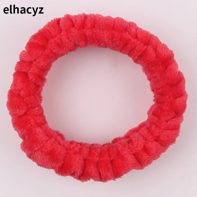 Chic Solid Coral Fleece Soft Elastic Spa Facial Hairband Girls Wash Face Head Wear Makeup Headband 2023 Women Hair Accessories