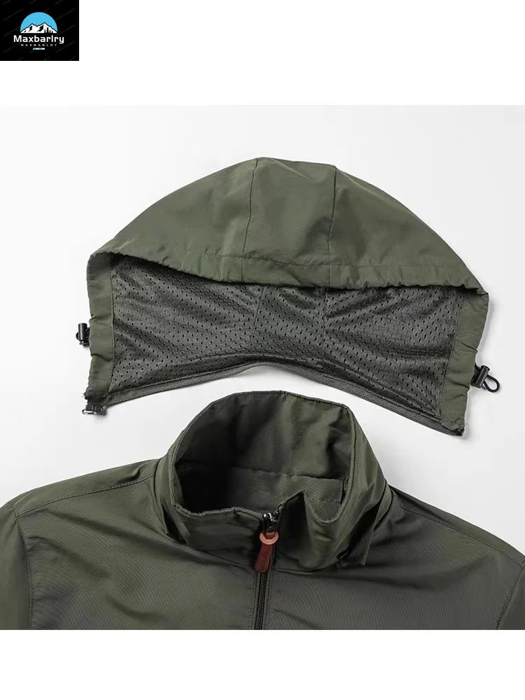 Men's Windbreaker Casual Men's Hooded Jacket Outdoor mountain Waterproof MA-1 Pilot Coat Men's Mountaineering Hunting Suit