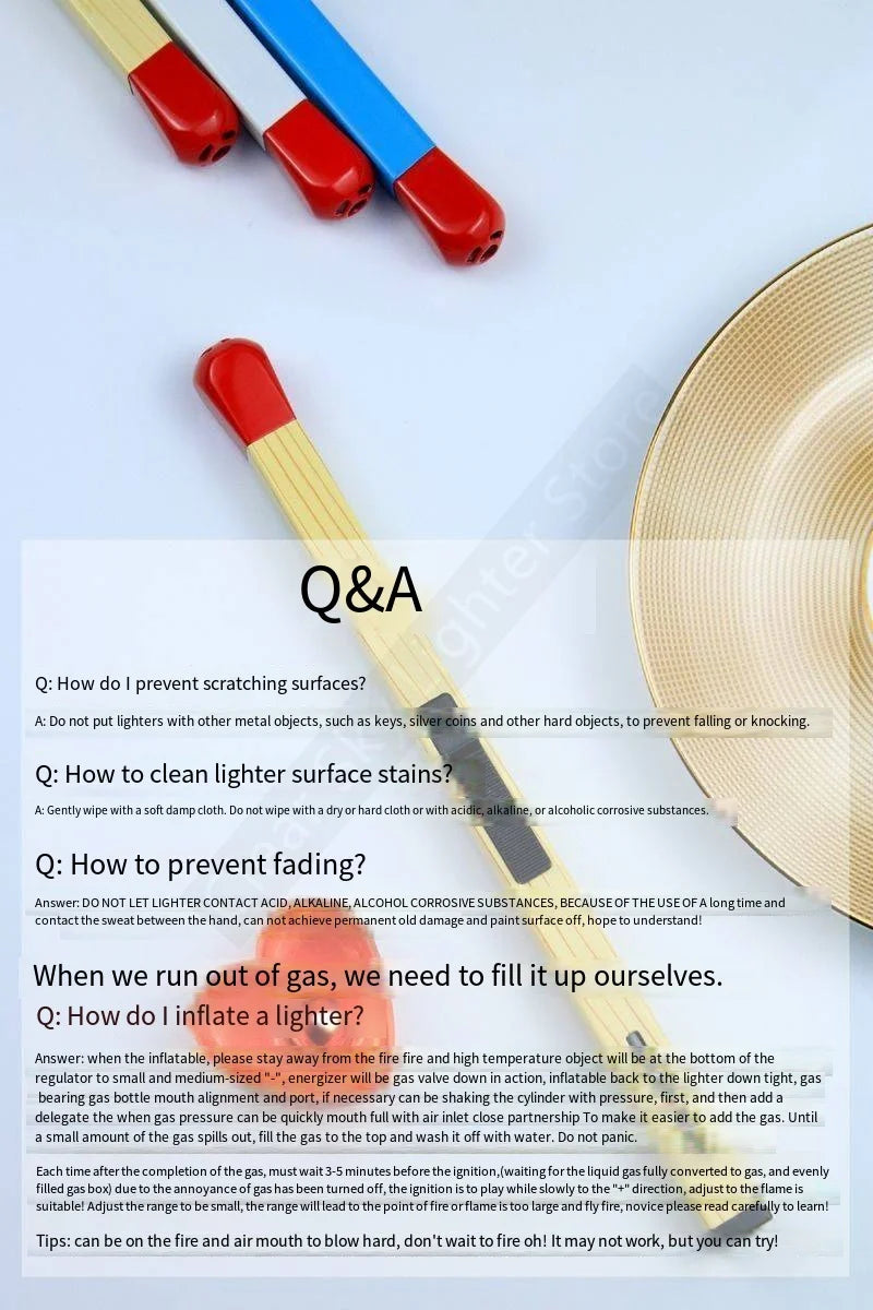 Super Long Luminous Matchstick Lighter Butane Torch Inflatable Lighter Household Aromatherapy Kitchen Gadgets Daily Necessities