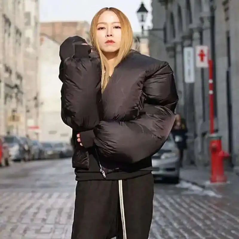 HKSH Autumn Winter New Men Tide Cotton Padded Jacket Scarf Collar Thick Long Sleeve Zipper Bread Chic Trendy RO Style Coat H2840