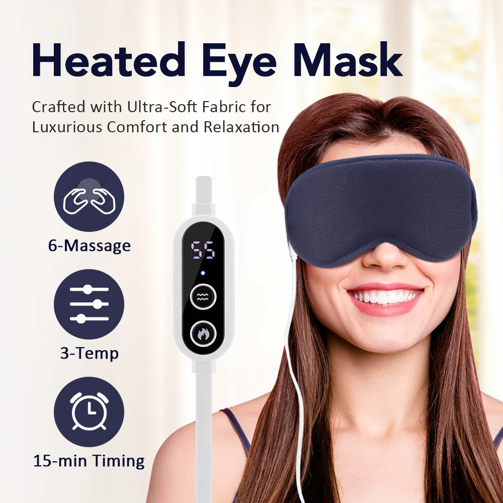 Hot Compress Massage Eye Mask Electric Heated Eye Massager for Relieve Eye Strain Dark Circles Sleeping Mask Eyeshades