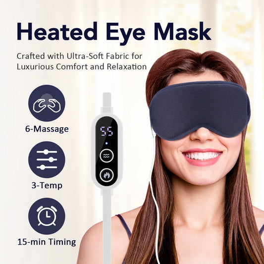 Hot Compress Massage Eye Mask Electric Heated Eye Massager for Relieve Eye Strain Dark Circles Sleeping Mask Eyeshades