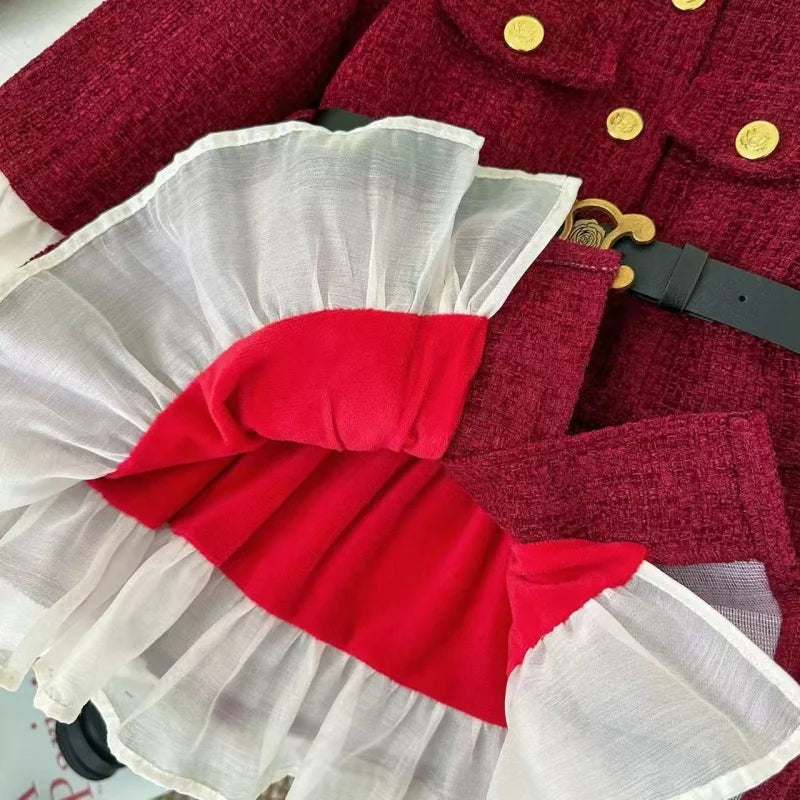 Girls Casual Dresses Pleated Dress with Fleece and Thickening Princess Dress for Girls 2 To 7 Years Kids Clothes for Girls
