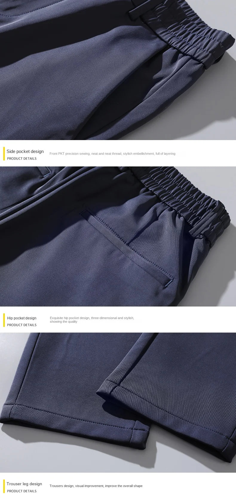 Summer Men's Casual Pants Thin Business Stretch Slim Fit Elastic Waist Jogger Korean Classic Blue Black Gray Brand Trousers Male