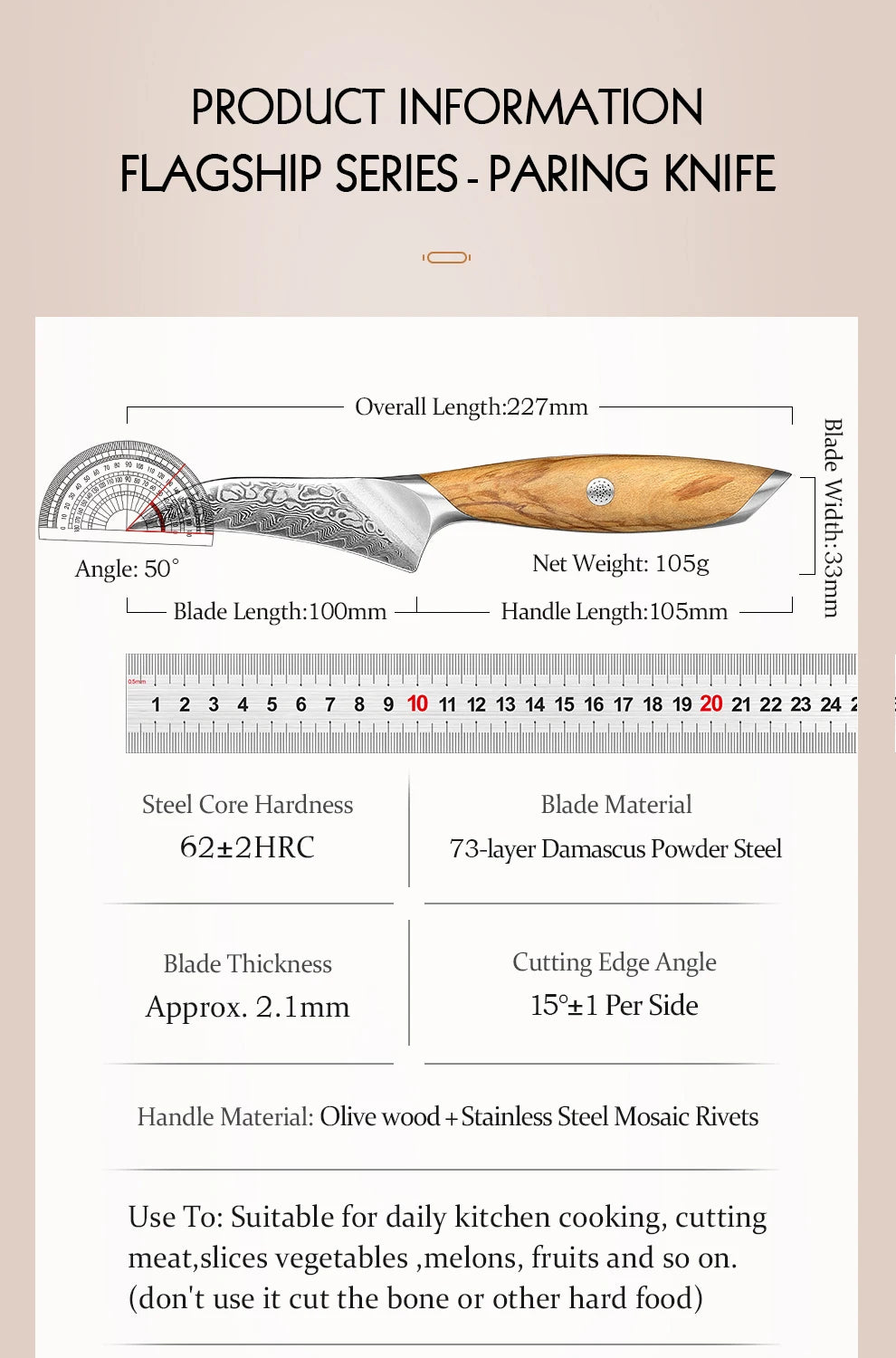 HEZHEN Flagship Series 4 Inch Paring Knife Japanese Style Kitchen Peeling Knife 73 Layer Damascus Powdered Steel Cutlery