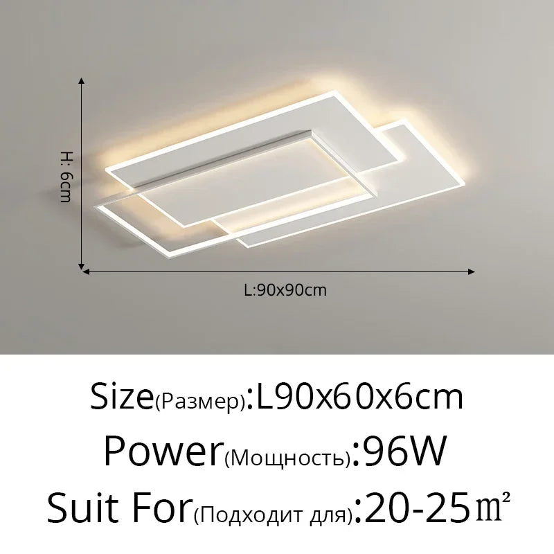 Modern Round Square LED Chandelier Simple Dimming Ceiling Lamps for Living Dining Room Kitchen Bedroom Indoor Lighting Fixture