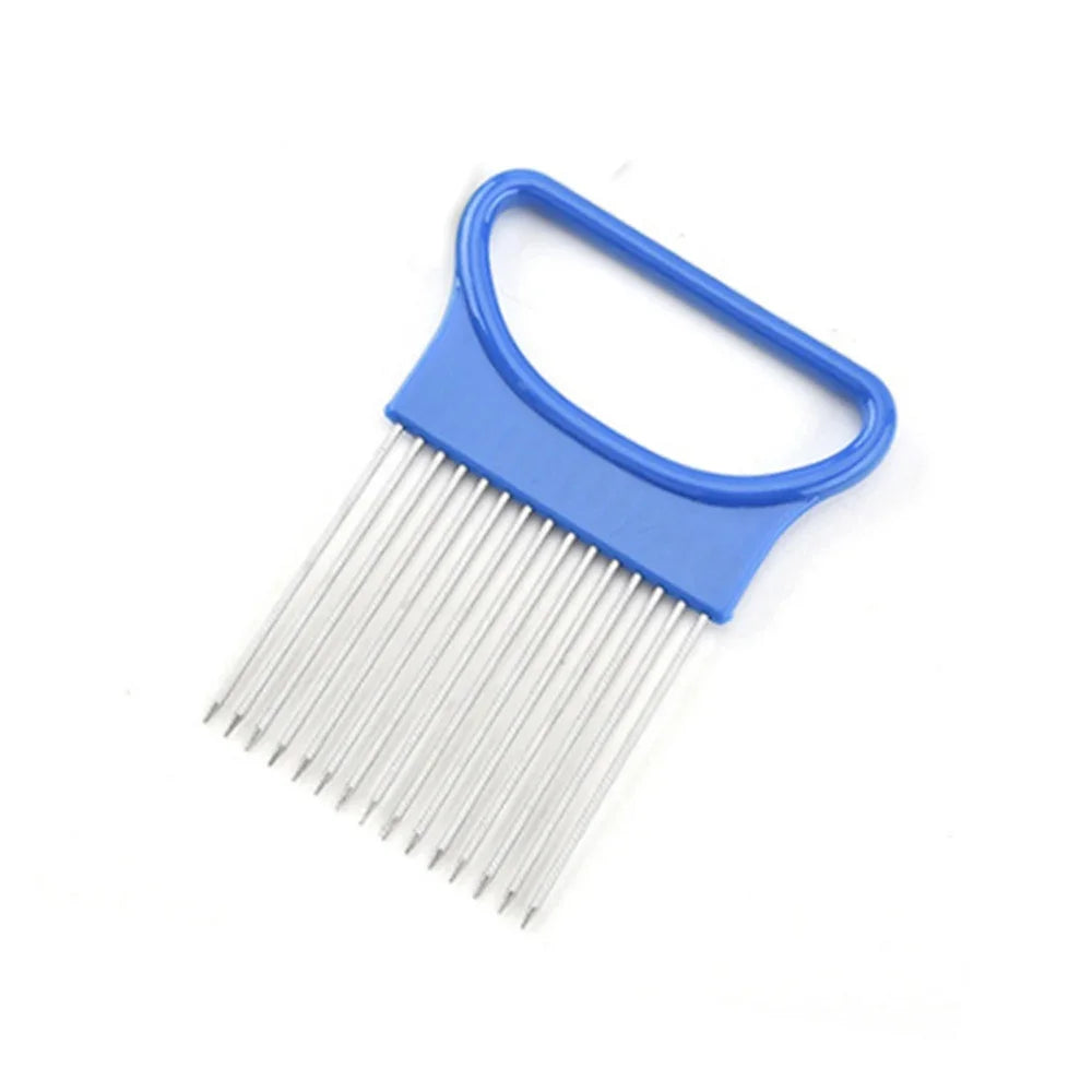 Stainless Steel Onion Needle Onion Fork Vegetables Fruit Slicer Tomato Cutter Knife Cutting Safe Aid Holder Kitchen Accessories