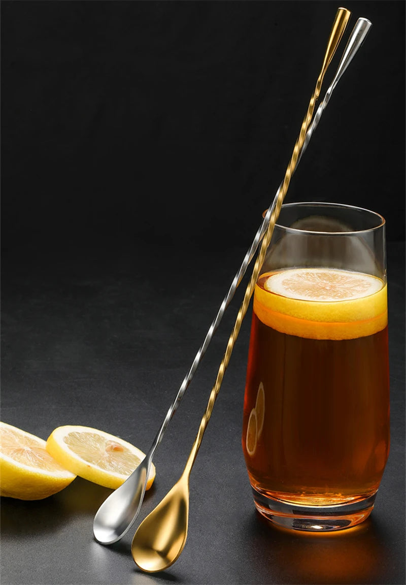 30/40/50cm Long Spiral Handle Cocktail Spoon Bartender Drink Shaker Muddler Stirrer Whisky Mixing Rod Kitchen Bar Utensils