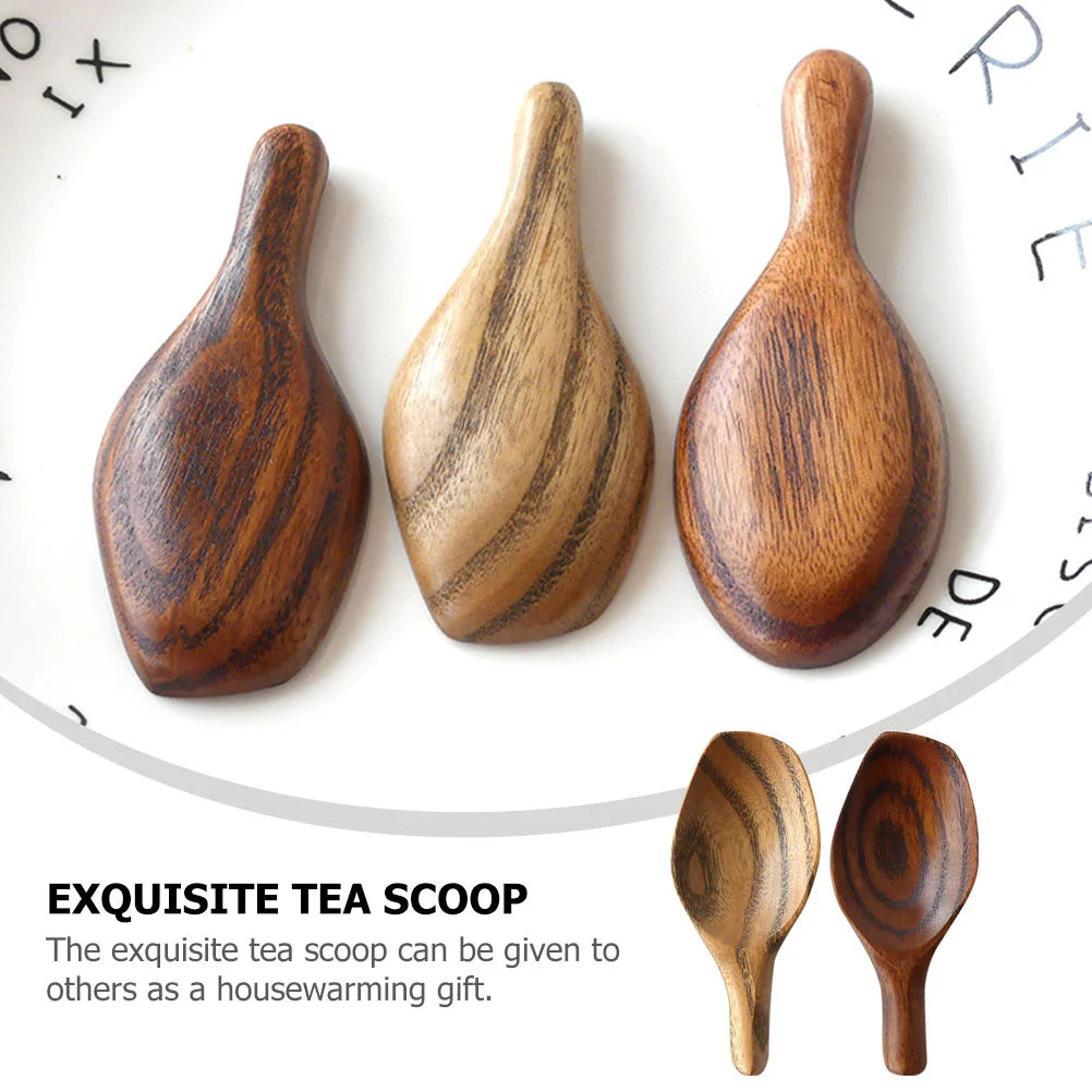 2Pcs Short Handle Wide Mouth Spoon Japanese Wooden Scoops Mini Condiment Spoons Kitchen Dining Bar Sugar Spoons Dessert Spoons