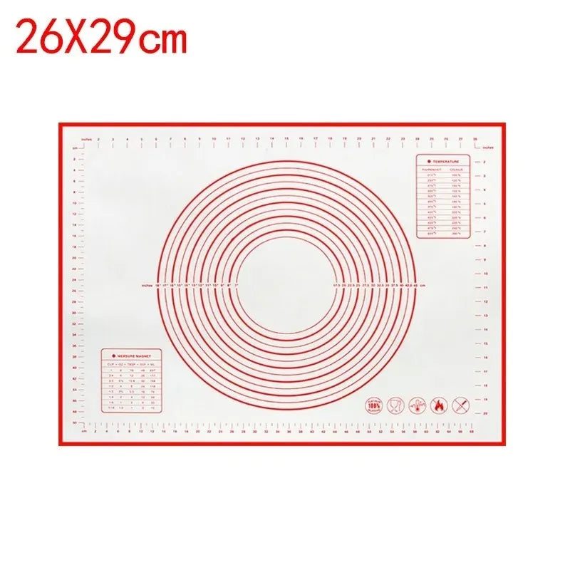BUYYES 1PCS White And Red Kneading Mat Silicone Baking Mat Pizza Cake Dough Maker Kitchen Cooking Grill Gadget Baking Utensils