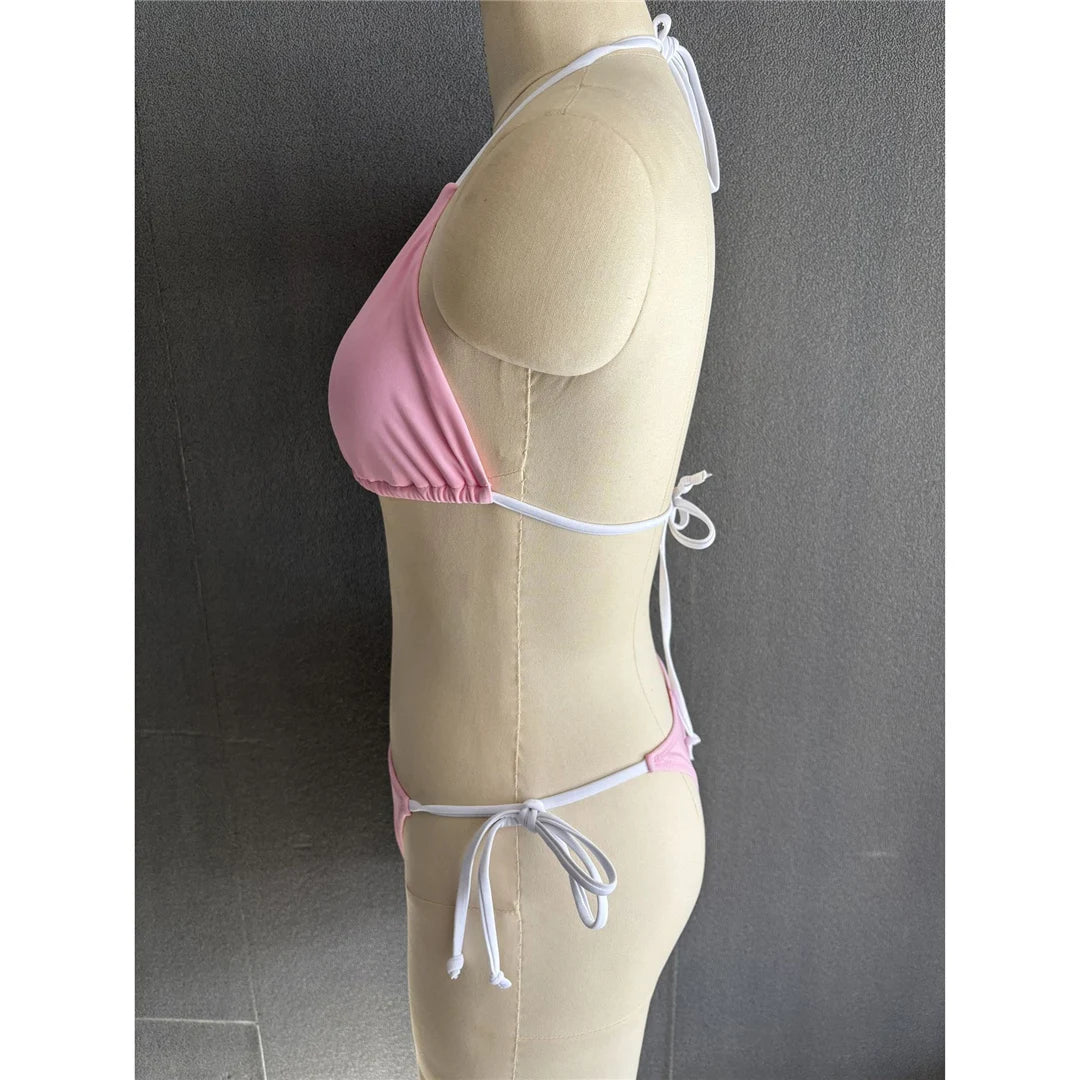 S - XL Sexy Halter Strappy High Cut Bikini Women Swimwear Female Swimsuit Two-pieces Bikini set Bather Bathing Suit Swim V6244
