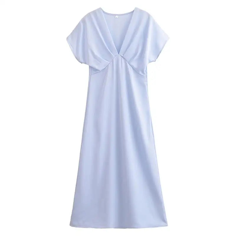 Women's 2025 New Dresses Summer Elegant Fashion Slim V-neck Street Holiday Long Dress Young Women Chic Comfortable Dress
