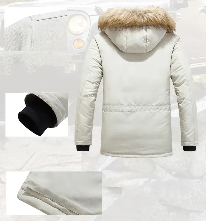 New Men Parkas Coat Windbreaker Big Pockets Wholesale Winter Parkas Men Thicken Coat Fur Hooded Jacket Overcoat Keep Warm Male