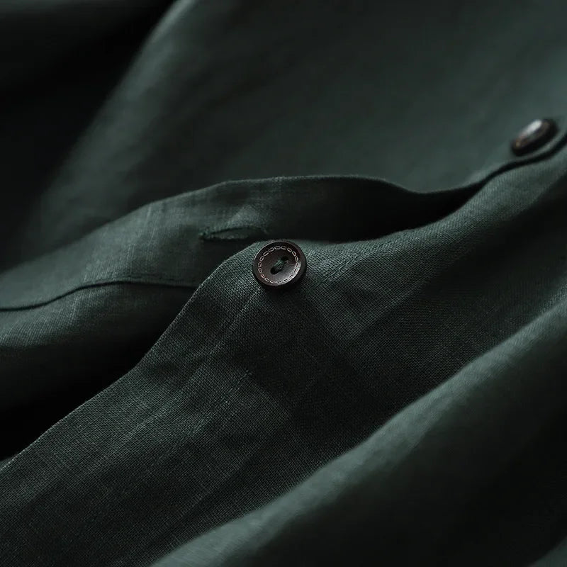 New Washable Linen Loose Cuff Sleeve Long Dress Coat Robe Open Cardigan Women's Clothing Artistic Style Middle Length Outerwear