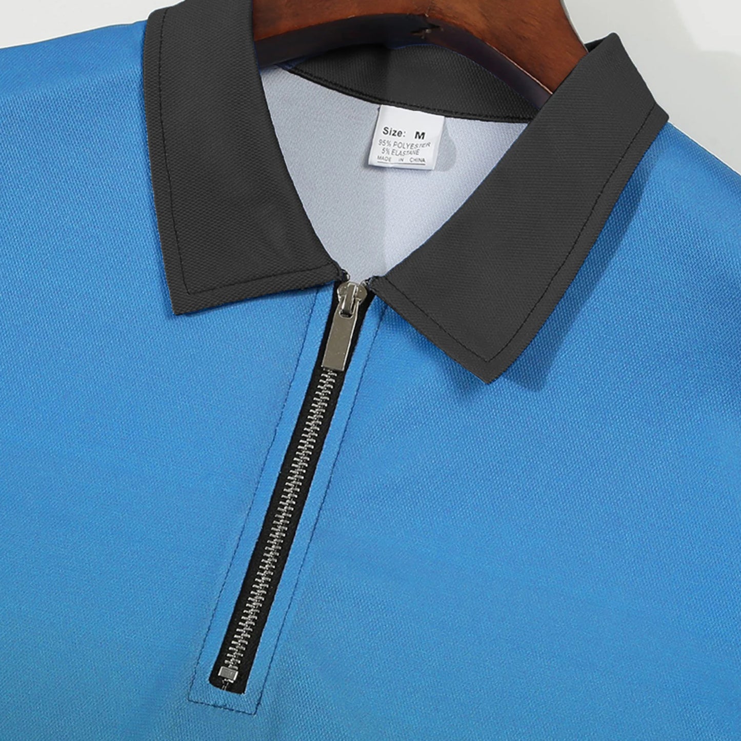 Men Clothes Summer Slim Fit Short Sleeve Fashion Gradient Color Lapel Polo Shirt Men Fashion Golf Zipper Tops Comfortable Polo