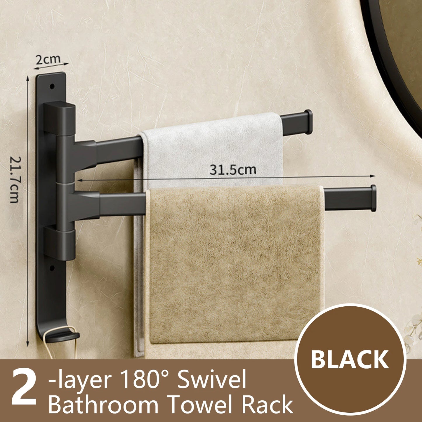 Bathroom Towel Rack Rotatable Towel Holder Space Aluminum 1/2/3/4/5-Bar Towel Hanger Kitchen Kitchen Hanging Wall Mounted