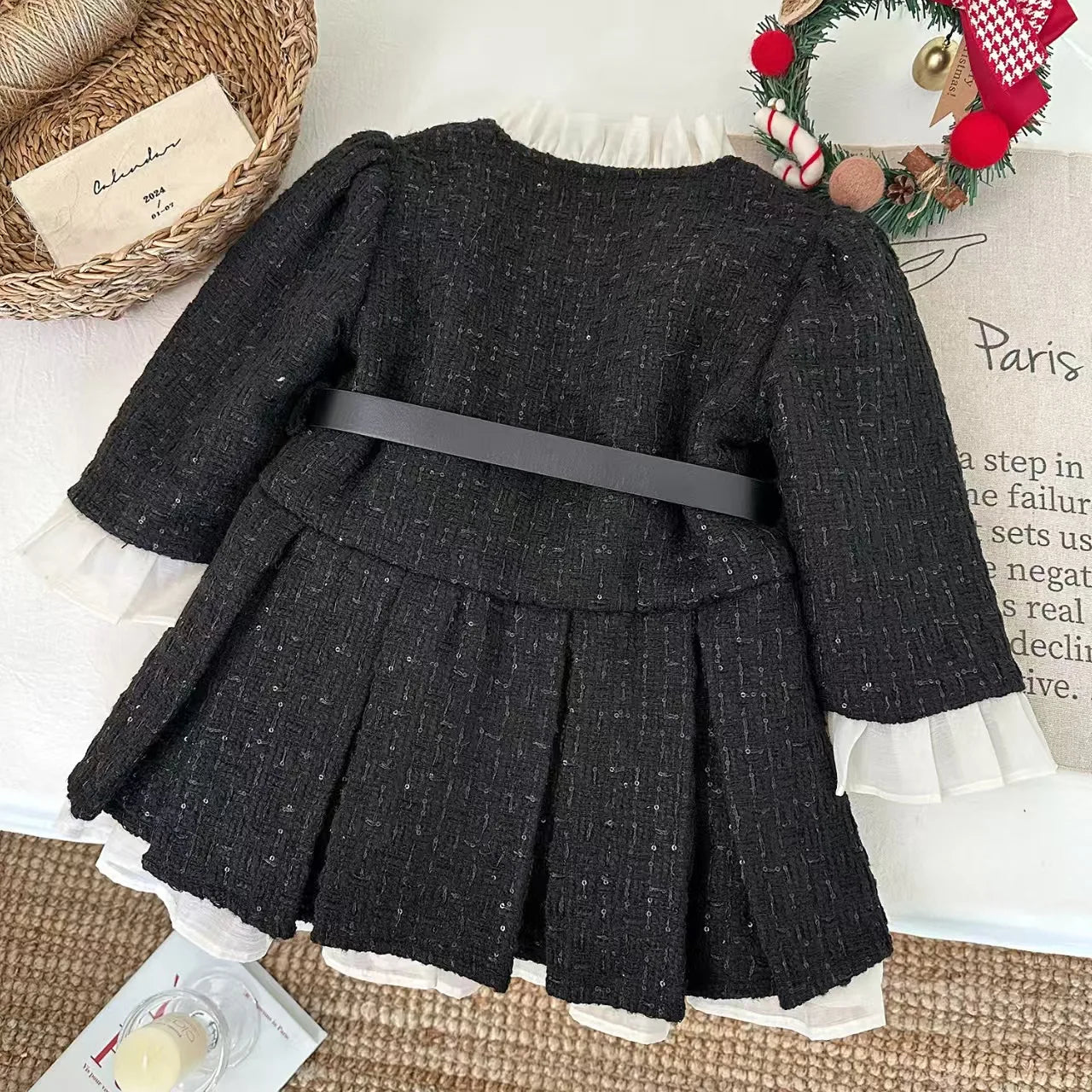 Girls Casual Dresses Pleated Dress with Fleece and Thickening Princess Dress for Girls 2 To 7 Years Kids Clothes for Girls