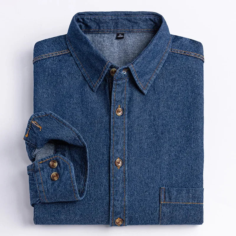 2023 Spring and Autumn Enzyme Washed Men's Long Sleeve Denim Shirt Pure Cotton Casual Fashion Outerwear Versatile Men's Clothing