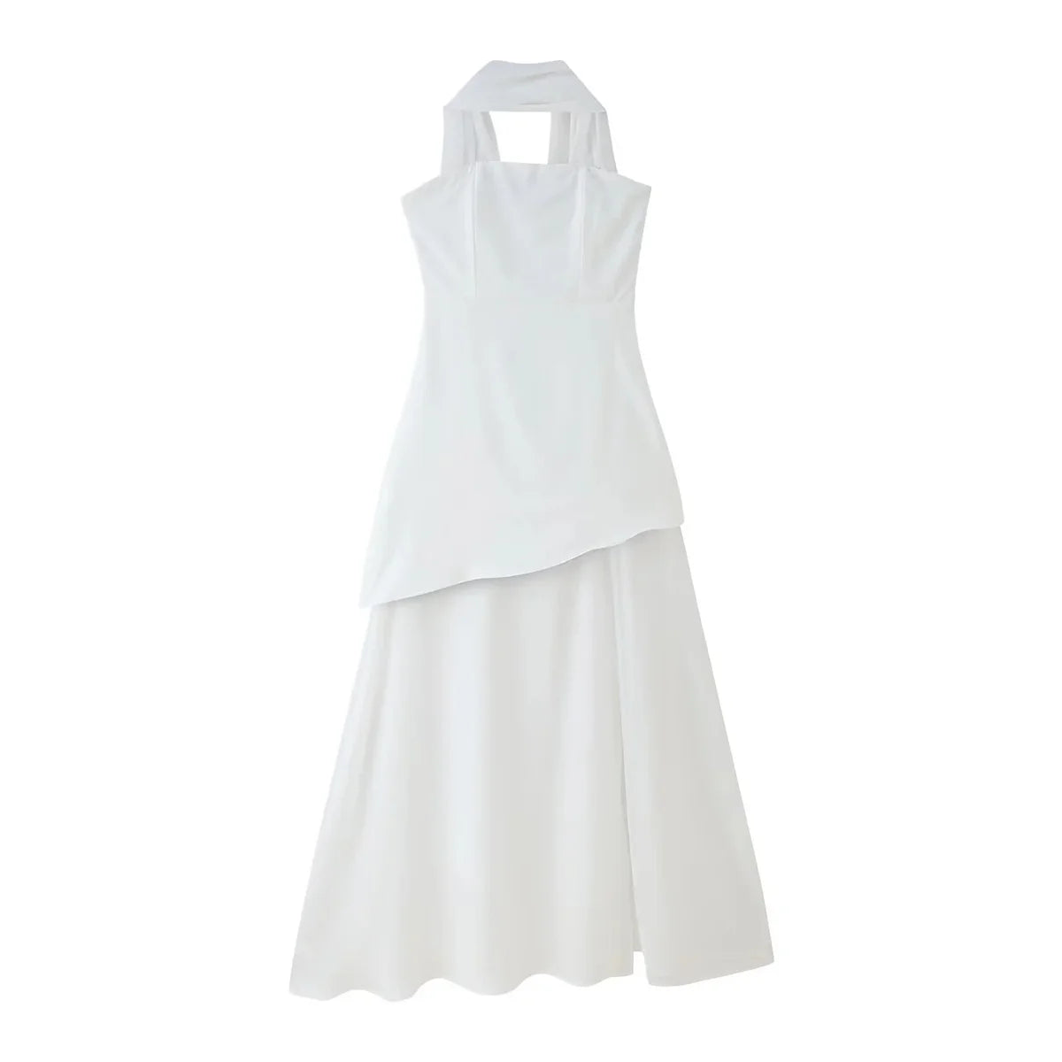 Fashion Strapless Dress With Ribbon Female Elegant Sleeveless Patchwork Mesh Beach Vacation Long Dress 2025 Summer New Dress