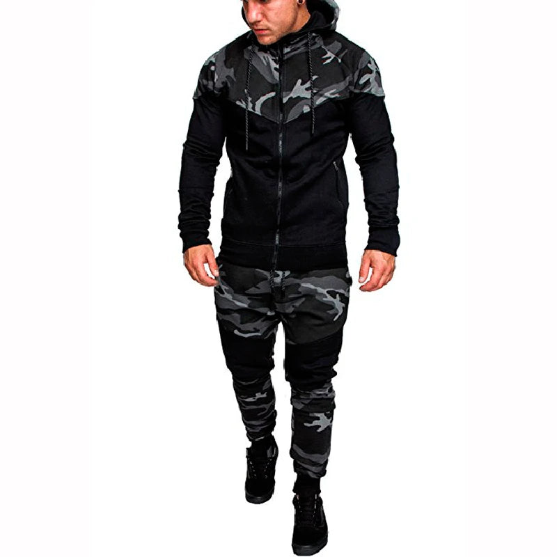 Men's Tracksuit Military Hoodie Sets Camouflage Hooded Leisure Suit Man Sweatshirt Pants Tactical Sweat Sports Suit