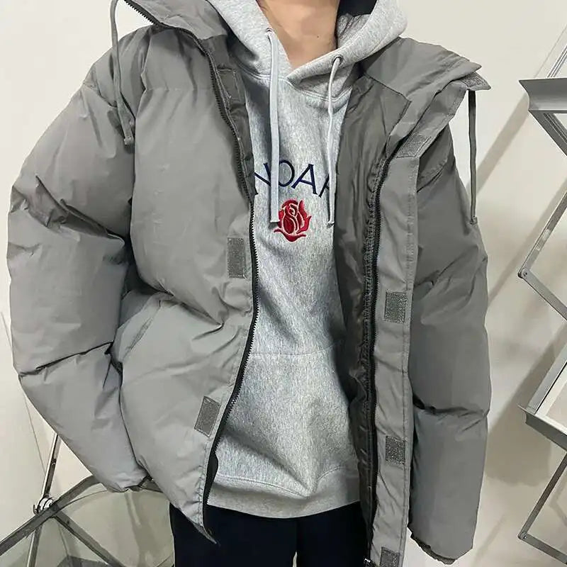 PFHQ Men Cotton Jacket High Street Trendy Winter Bread Coat 2024 Stand Collar Solid Color Long Sleeve Male Tops Casual 21Z7546