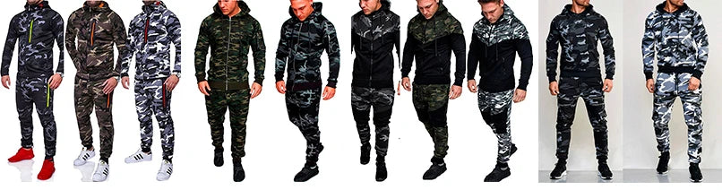 Men's Tracksuit Military Hoodie Sets Camouflage Hooded Leisure Suit Man Sweatshirt Pants Tactical Sweat Sports Suit