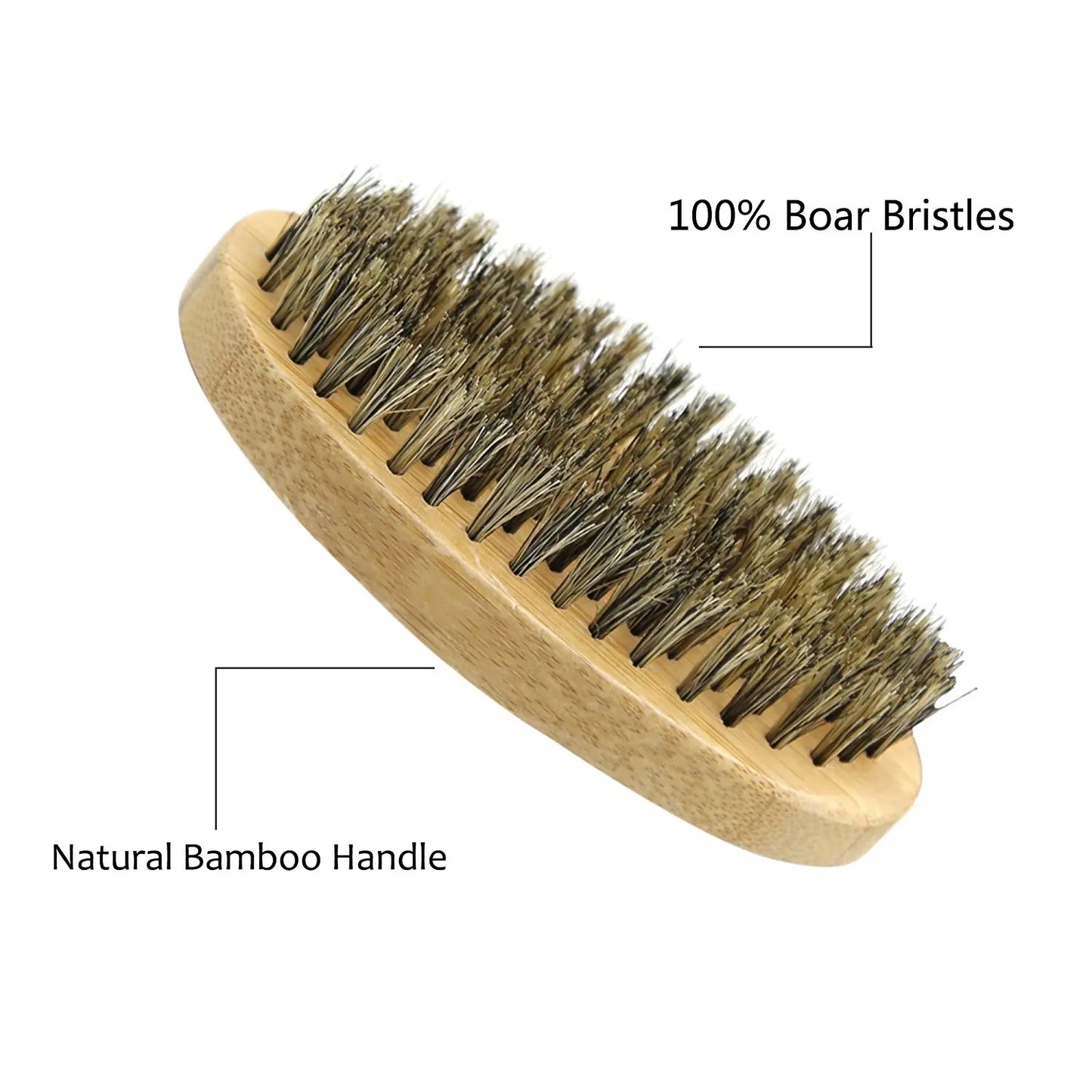 Men Shaving Bamboo Brush Comb Set Boar Bristle Portable Barber Beard Brush Comb Scissors for Facial Cleaning Styling Tool