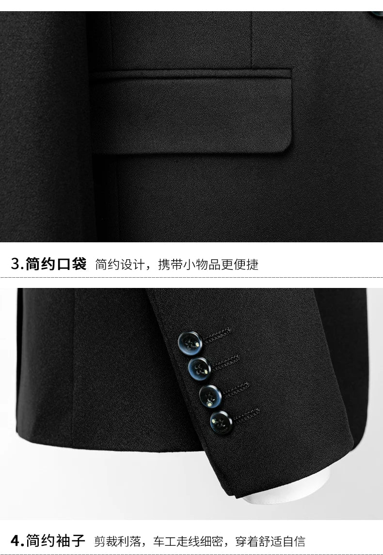 Blazer and Vest and Pants Boutique Fashion Solid Color Men's Casual Formal Office Business Suit Groom Wedding Dress Party Suit