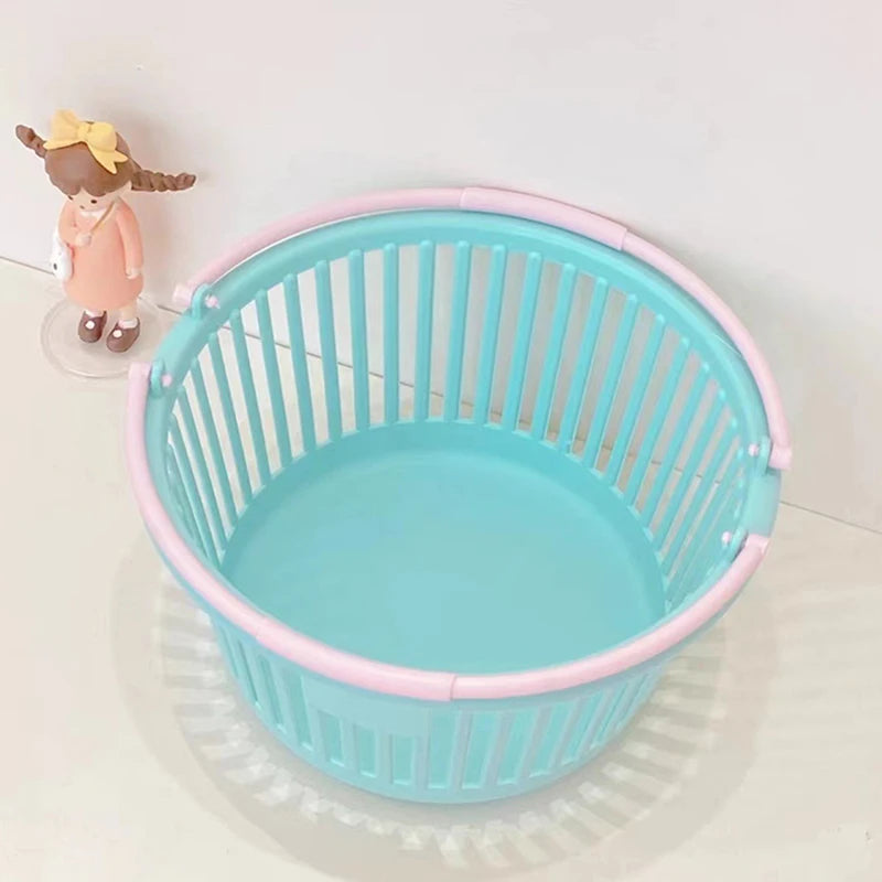 Kitchen Storage Basket Hollow Portable Shower Bath Baskets Desktop Fruit Hanging Child Toys Snack Plastic Organizer