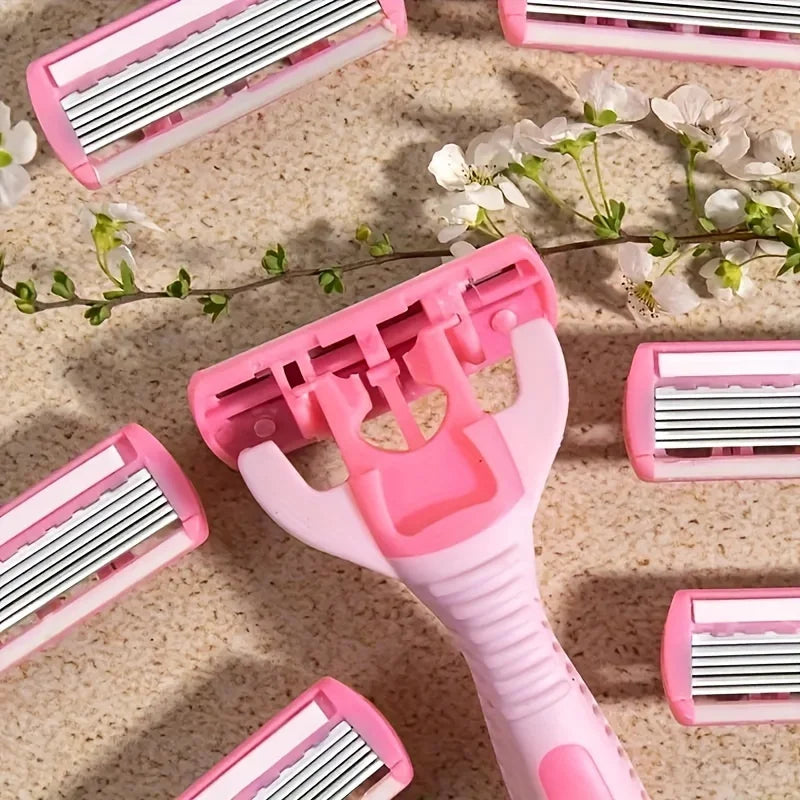 Women's 6-layer safety razor blade for facial/leg/armpit/bikini line beauty hair removal shaver