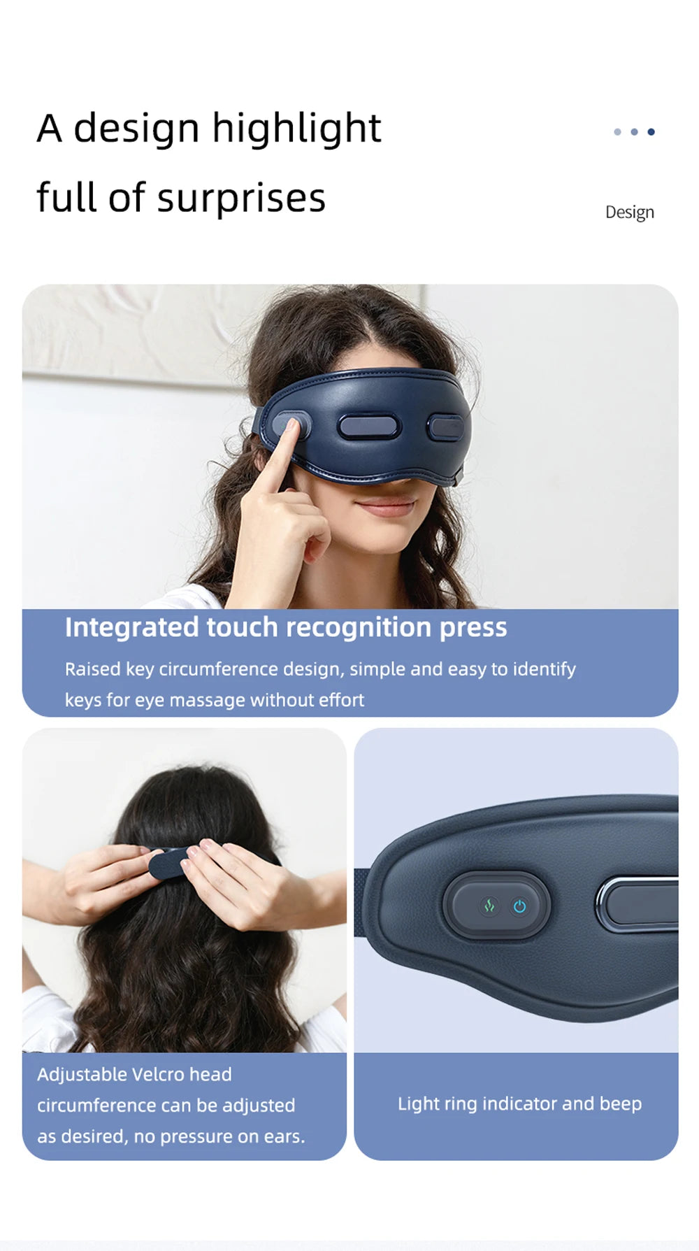 Smart Eye Massager Rechargeable Heated Eye Massage Instrument Massage Eyes Device Vibratable Reduce Eye Strain Improve Sleep