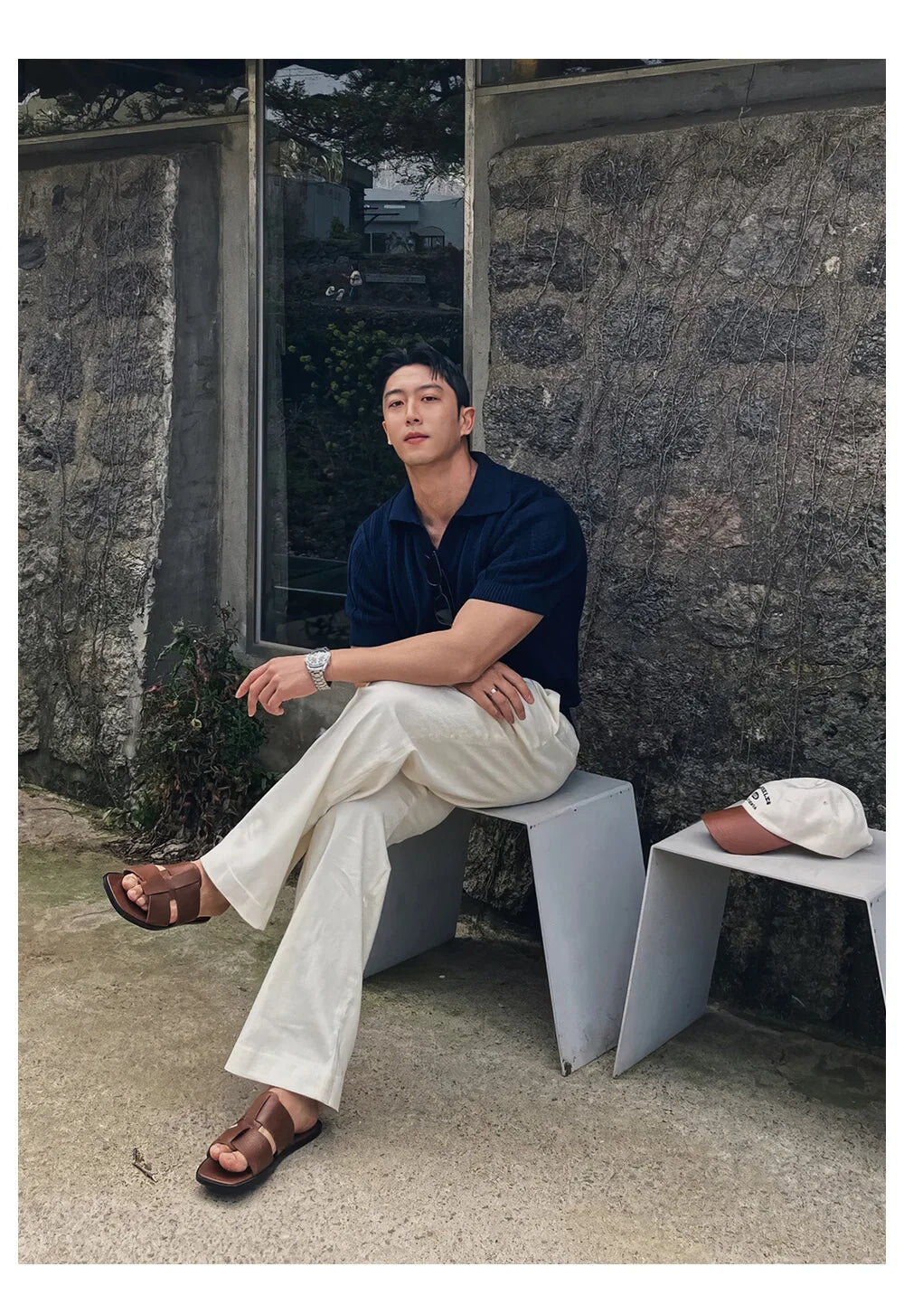 Men's Clothing Luxury Korean Popular Hollow Out Polo Shirt Leisure V Neck Short Sleeve Solid Color Retro Streetwear Knitwear