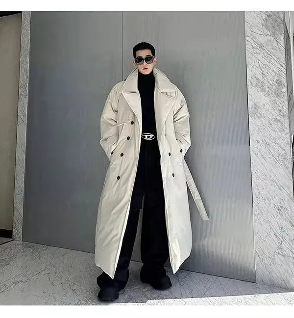 LUZHEN Winter Stylish Double Breasted Long Padded Coat Men's Original Design Thickened Knee-length Trench Trendy 2023 New Cac4db