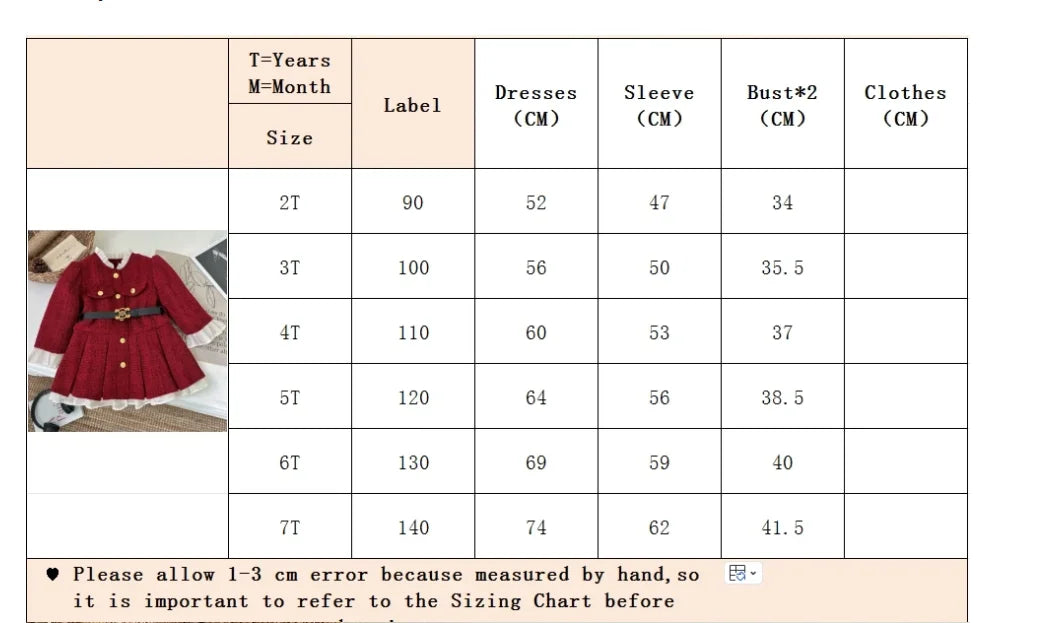 Girls Casual Dresses Pleated Dress with Fleece and Thickening Princess Dress for Girls 2 To 7 Years Kids Clothes for Girls