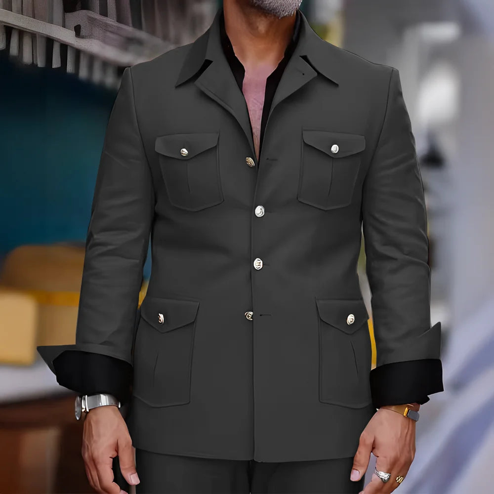 Tailored Casual Men Suits Orange 2 Pieces Set Safari Design Collar Autumn Coat Pant Business Designer Jacket Pant Men Prom Suits