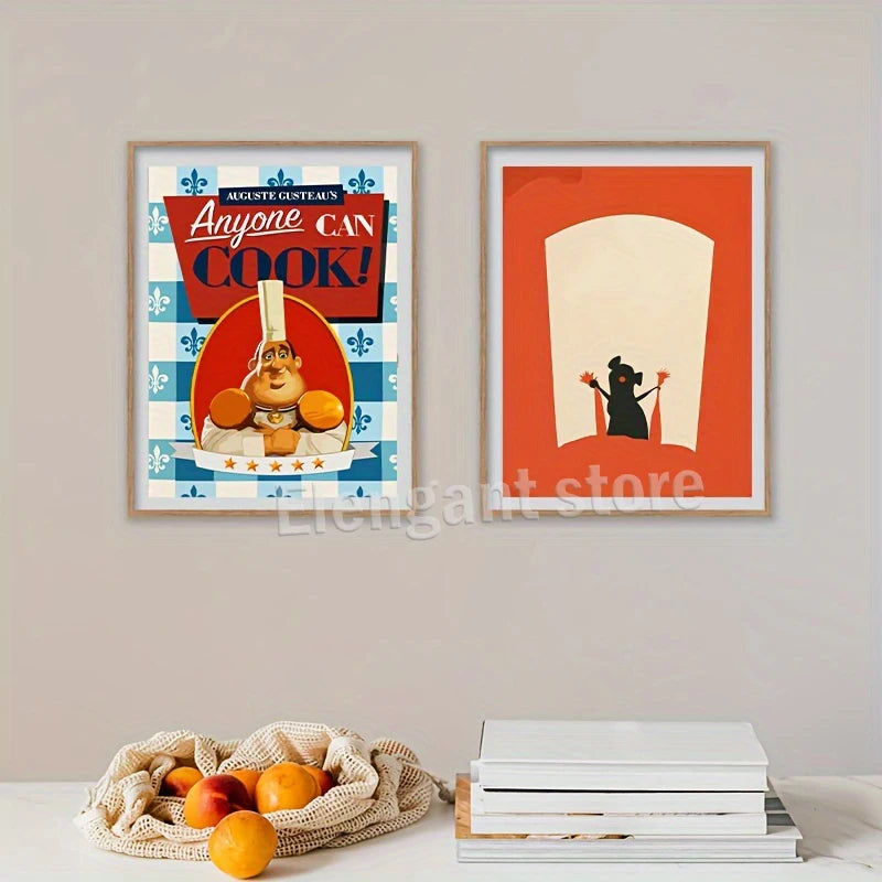 Cartoon Movie Ratatouille Art Prints Decorative Poster Classic Cartoon Film Canvas Painting Dining Room Kitchen Wall Decor