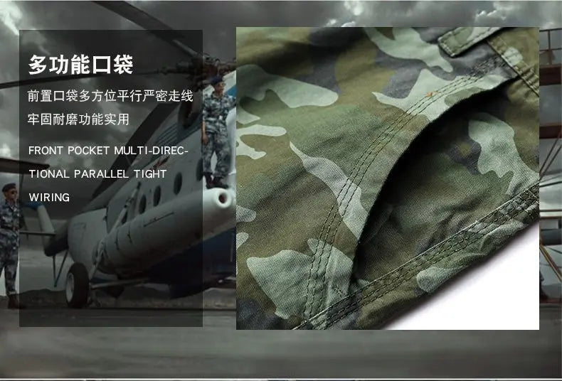 Military Men Camouflage Tactical Cargo Shorts Summer New Y2k Multiple Pockets Loose Big Size Outdoor Sports Knee Lenght Pants