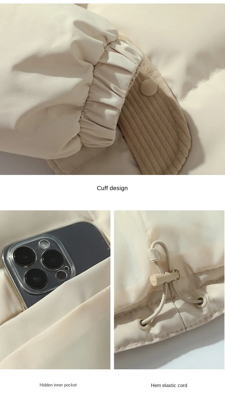 Autumn Winter Spliced Polar Fleece Solid Color Down Jacket High Quality Fabric Warm Comfortable Skin Lock Warm Men's Down Coats