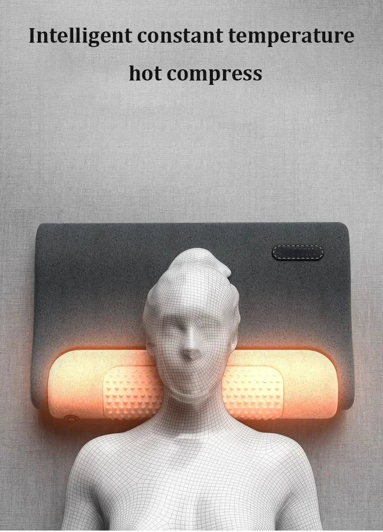 Electric Neck Massage Pillow Heating Shiatsu Vibration Neck Massager Back Cervical Traction Shiatsu Memory Foam Spine Support