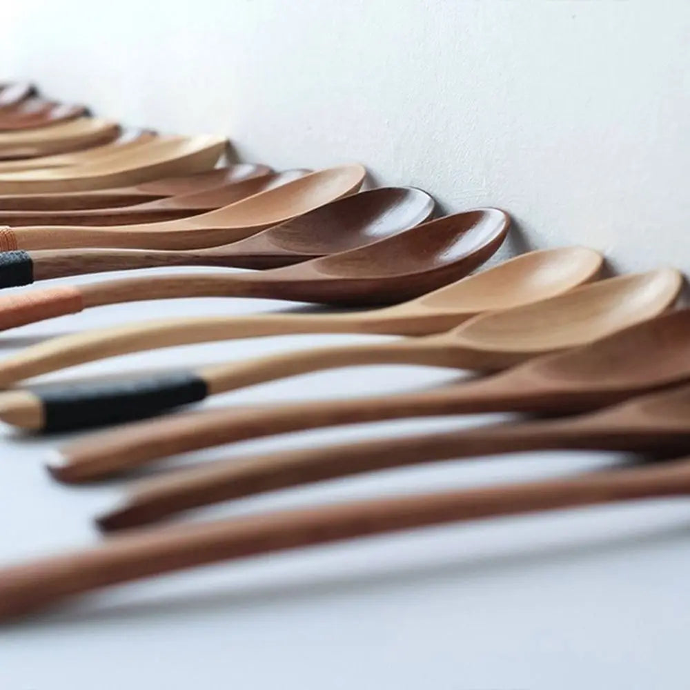 Coffee Dessert Catering Scoop Hand-made Wood Tableware Wooden Spoon Kitchen Tool Cooking Utensil Soup Spoon