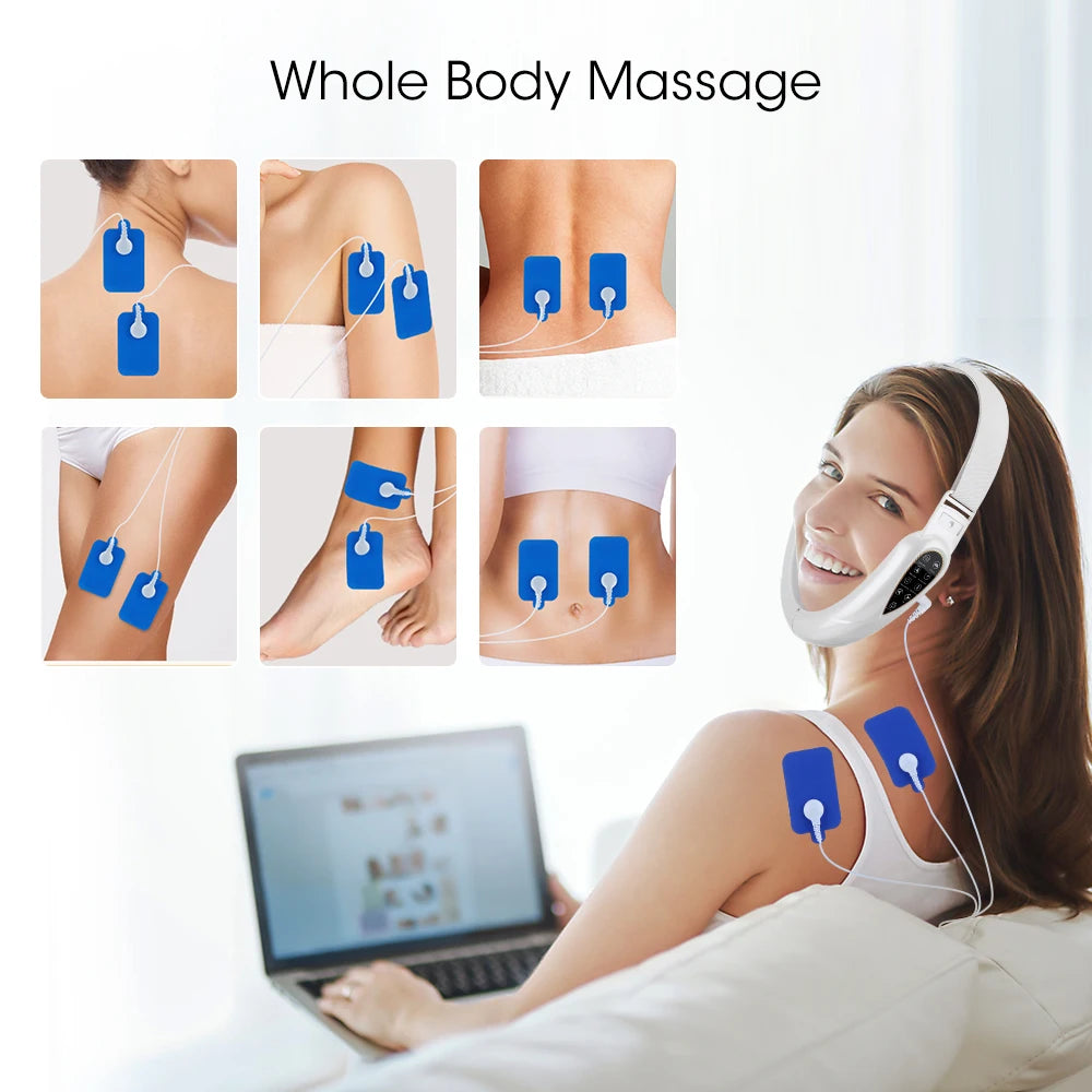 V Face Facial Machine Electric V-Line Up Lift Belt Face Massage LED Face Skin Lifting Firming Beauty Device Double Chin Reducer