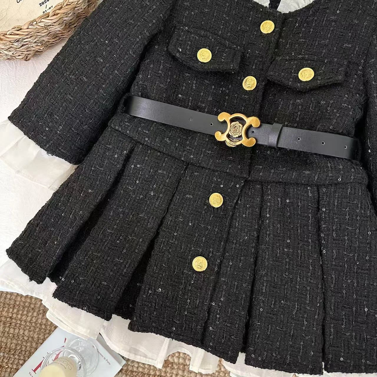 Girls Casual Dresses Pleated Dress with Fleece and Thickening Princess Dress for Girls 2 To 7 Years Kids Clothes for Girls