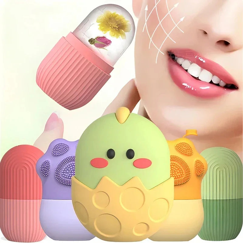 Silicone Ice Face Roller Facial Cube Roller Trays Beauty Lifting Massage Ball Contouring Treatment Reduce Acne Skin Care Tool