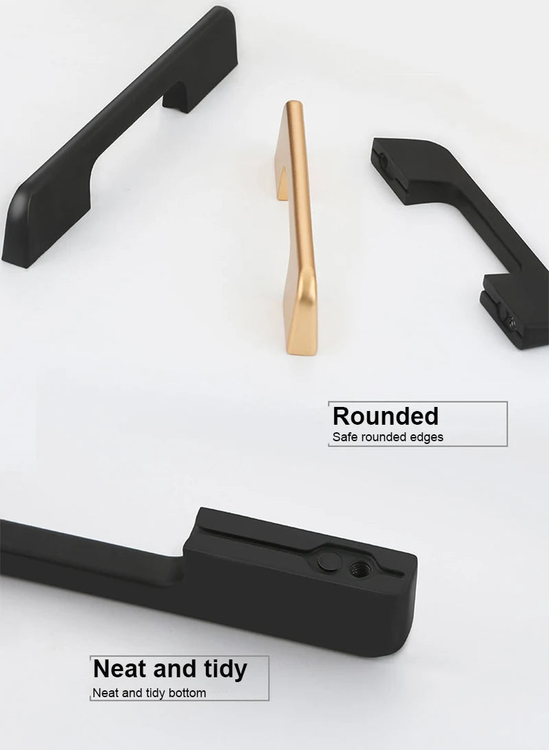 JUIDINTO 1pc Aluminium Cabinet Handle Pulls Black Handle 96-320mm Kitchen Drawer Handle for Furniture Wardrobe Closet